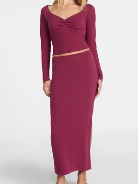 Ribbed Midi Skirt & top set